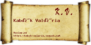 Kabók Valéria névjegykártya